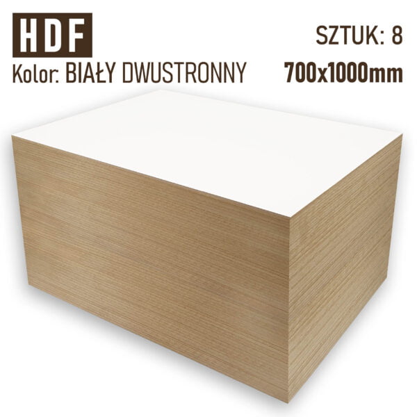 HDF 3mm Pakiet 8 formatek 1000x700 Biały 2str
