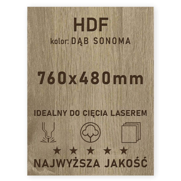 HDF 3mm formatka 760x480 Dąb Sonoma