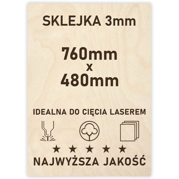 Sklejka 3 mm formatka 760×480 mm