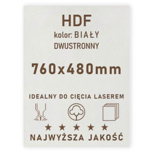 HDF 3mm formatka 760x480 Biały 2str