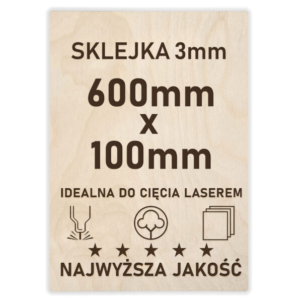 formatka sklejki 3mm, sklejka 600x100, paski sklejki